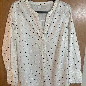 Old Navy Cream Blouse with Black Polka Dots